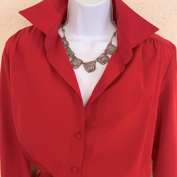Vintage 70’s Miss Chaus Shirtwaist Dress Red to Chili Rare Find  L - Picture 1 of 8